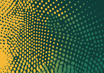 A vibrant background featuring bright green and turquoise hues is presented in a pop art retro style with halftone effects, reminiscent of comic illustrations, in a modern eps10 format