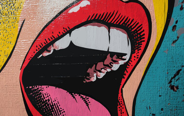 A beautiful girl or young woman is depicted screaming in a pop art retro comic style cartoon modern illustration