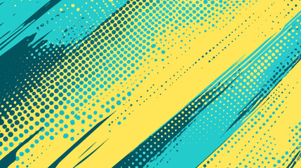 Modern illustration featuring a blue and yellow pop art background with a halftone dots design
