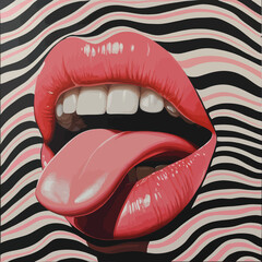 A contemporary art collage featuring modern design, with inspiration drawn from trendy urban magazine styles, depicting a female mouth shouting against an illusionary background