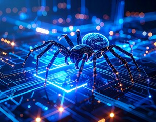 Futuristic spider on circuit board (1)