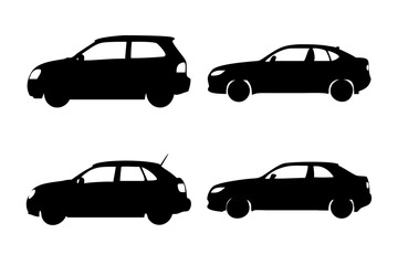 Fototapeta premium High-Contrast Car Silhouettes Hatchback and Coupe Designs