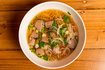 Vietnamese meatball pho soup
