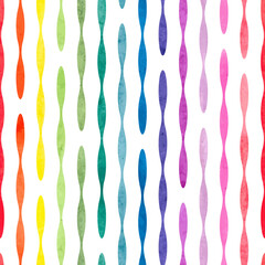 Watercolor vertical stripes seamless colorful pattern. Striped vector geometric background