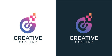 Fototapeta premium digital technology icon logo template