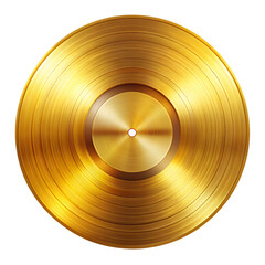 golden vinyl record isolated on white background.PNG Transparent file type with high definition picture quality available.