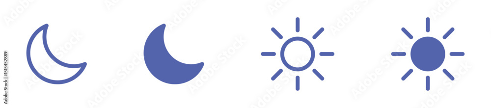 Poster sun and moon icon set. vector day and night or dark and light mode icons brightness symbol for toggl