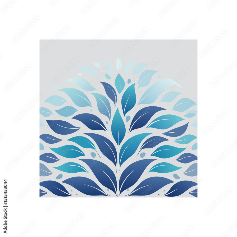 Aufkleber abstract leaf pattern design with varying shades of blue in a symmetrical layout