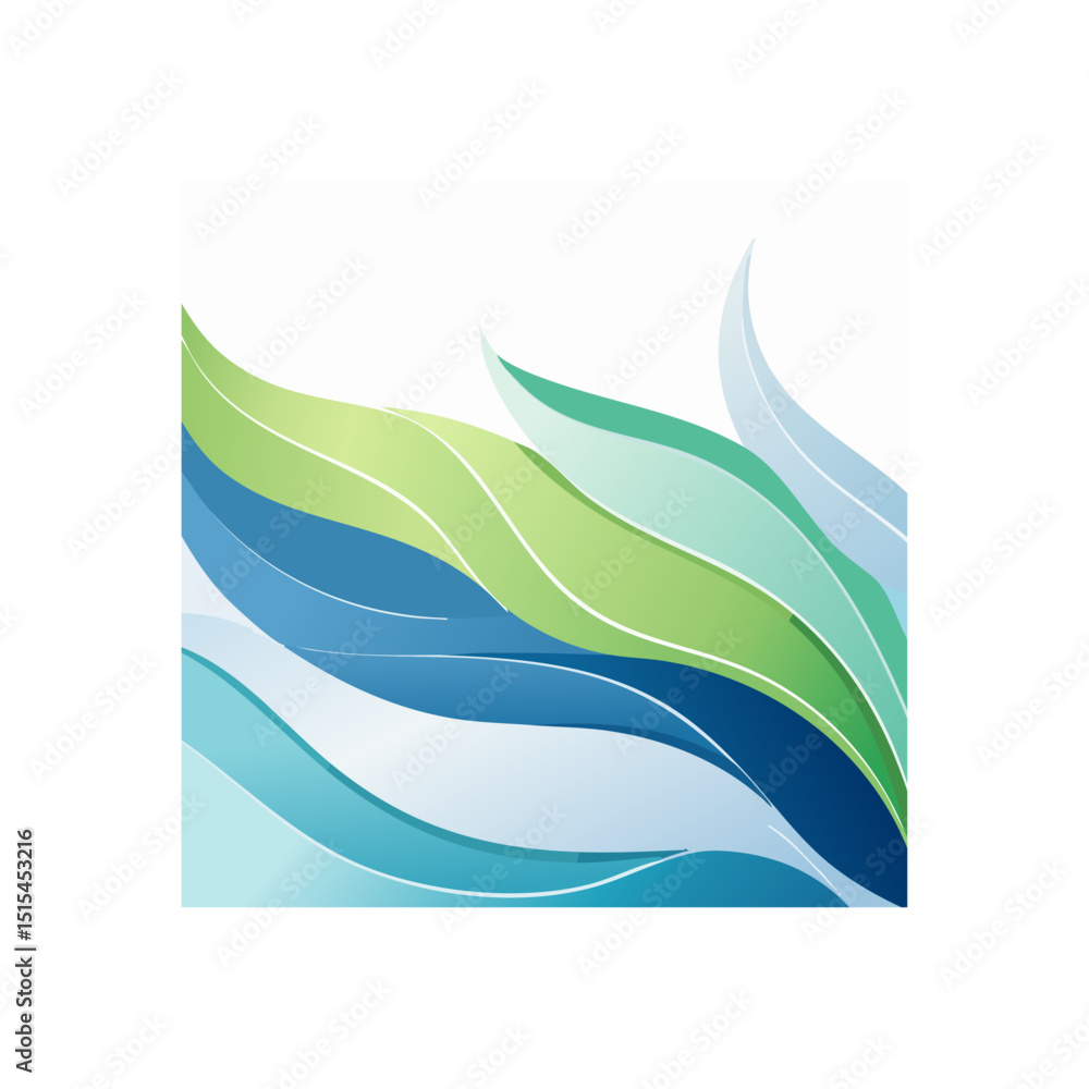 Aufkleber abstract wavy lines in shades of green and blue creating a dynamic background
