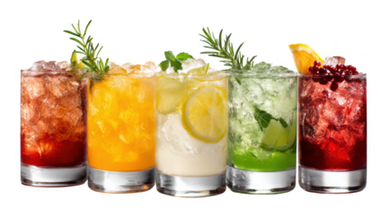 Cocktail png mockup such as mojito, maitai and margarita without background for decoration.