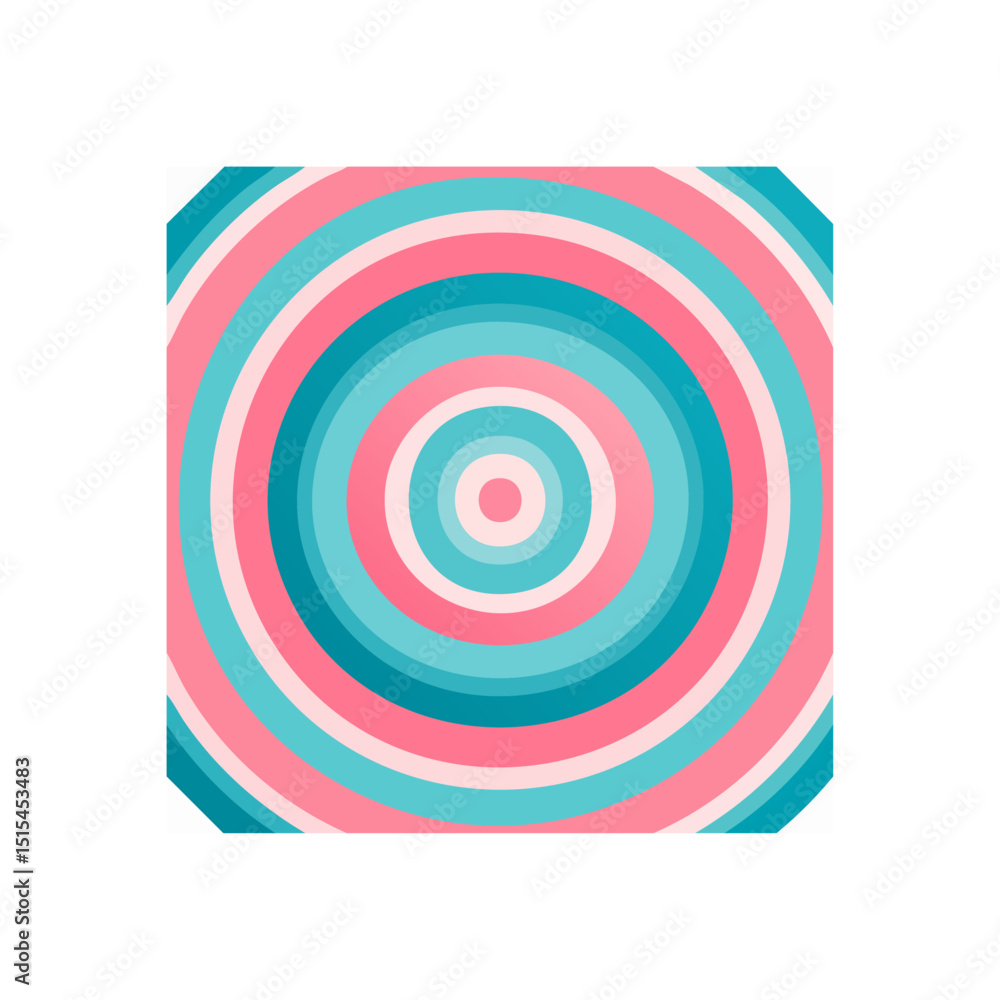 Aufkleber concentric circles pattern with alternating pink and teal colors design