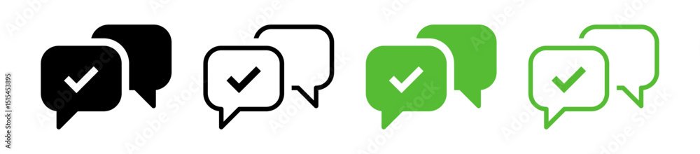 Aufkleber check mark tick icon with correct, accept checkmark icons green check box speech bubble frame - checkbox symbol sign