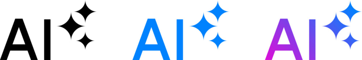 Generative AI logo icon magic sparkle stars symbol , Artificial intelligence sign. Vector ai generated icon blue logo