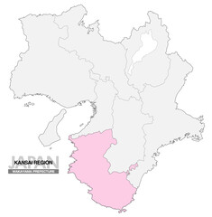 Obraz premium 日本地図 関西地方 和歌山県 県境有り 03