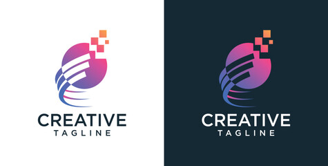 Fototapeta premium digital technology icon logo template