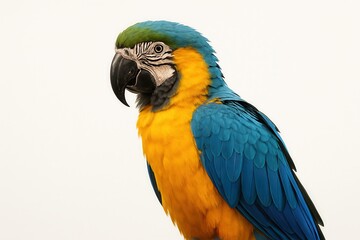 Obraz premium Blue and yellow Macaw Showing its Colorful Plumage on White Background