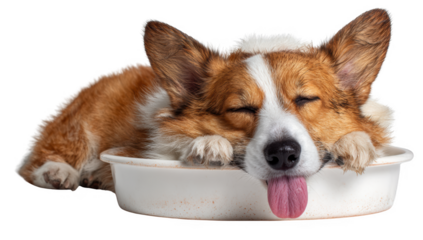 Corgi dog on summer white background png transparent hydration concept using for decoration.