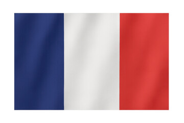 French national flag gently waving, photorealistic 3d render on transparent background, ideal for digital design compositions