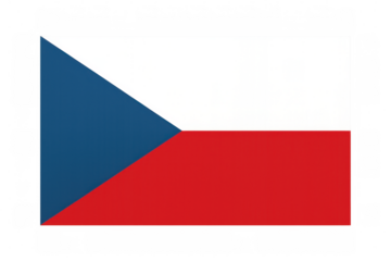 Czech national flag billowing, featuring white, red, and blue colors against transparent backdrop, symbolizing national pride