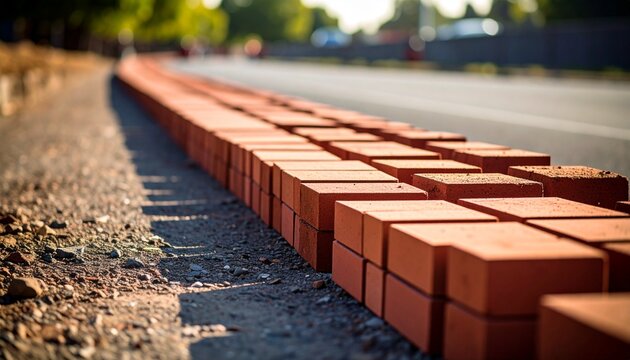 Roadside Brick Pavement Construction A Detailed View