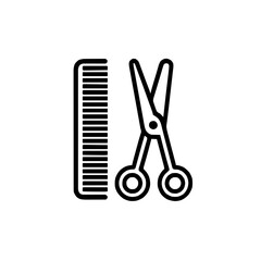 Stylized Hairdresser Icon with Scissors and Comb