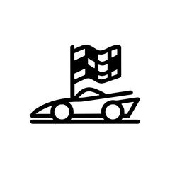 Stylized Racing Icon with Checkered Flag and Vehicle