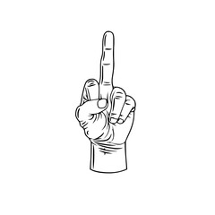 Expressive Lineart Depicting Defiant Hand Gesture