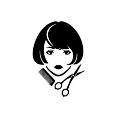 Modern Minimalist Hairdresser Icon with Scissors and Comb