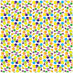 Bright abstract background. Colorful outlined shapes. Playful retro design.