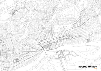 Obraz premium zoomed in vector highway map of Rostov-on-don city with black and white color