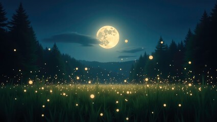 Fototapeta premium night landscape with moon