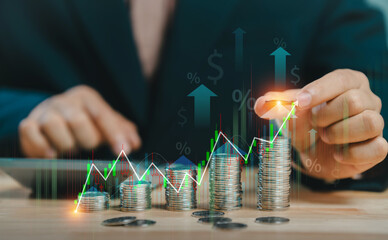 Concepts of saving money and financial planning for real estate. Save money for investment concept....