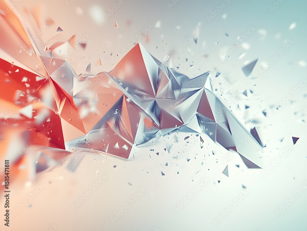 Poster abstract geometric shattering: a visually stunning abstract composition showcases a dynamic explosio