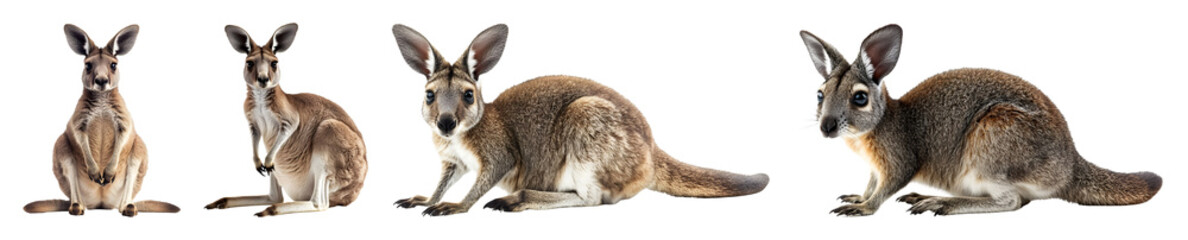 Obraz premium Set of Four Adorable Kangaroos Posing A Collection of Red Kangaroo and Wallaby Images