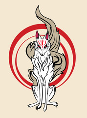 fox illustration with japanese style for kaijune event
