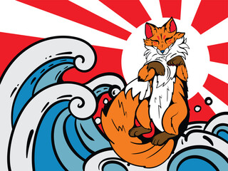 fox illustration with japanese style for kaijune event
