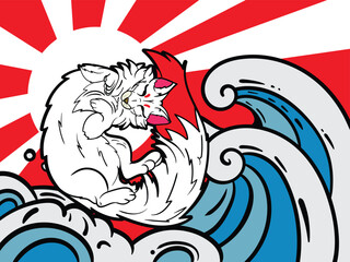 fox illustration with japanese style for kaijune event
