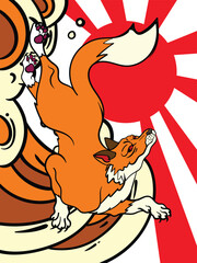 fox illustration with japanese style for kaijune event
