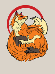 fox illustration with japanese style for kaijune event
