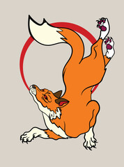 fox illustration with japanese style for kaijune event
