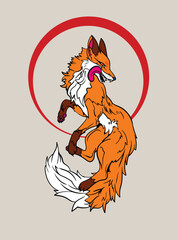 fox illustration with japanese style for kaijune event
