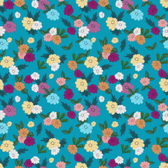 Floral pattern seamless ,flower branches seamless pattern , vector , illustration ,flowers pattern design Seamless flower pattern with colorful little flowers. Simple flat bright flowers background