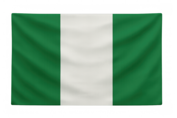 Nigerian national flag waving dynamically on transparent surface, representing patriotic spirit and cultural significance