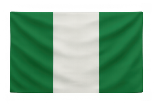 Nigerian national flag waving dynamically on transparent surface, representing patriotic spirit and cultural significance