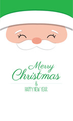 Santa Claus Face with Merry Christmas Greeting – Vector Art