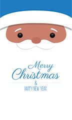 Santa Claus Face with Merry Christmas Greeting – Vector Art