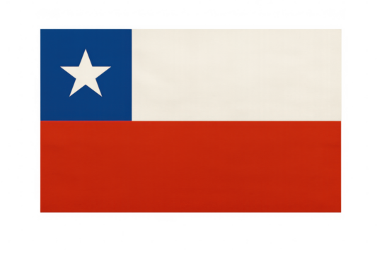 Chilean flag waving proudly on a transparent background, showcasing the vibrant colors and symbolic star, representing national pride and identity