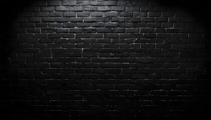 Dark Textured Black Brick Wall with Subtle Lighting and Shadows

