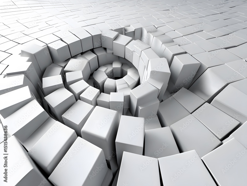 Poster abstract spiral: a mesmerizing display of geometric shapes forms an intricate spiral design, conveyi