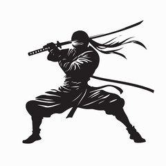 Ninja warrior silhouette vector illustration isolated on a white background